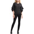 thumbnail image 1 of Suéter DKNY de manga con volantes para mujer gris pequeño, 1 of 2