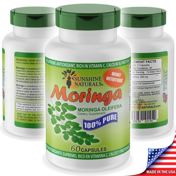 Sunshine naturals moringa oleifera capsules, 800 mg, 60 ct - Walmart.com