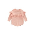 thumbnail image 1 of Bagilaanoe Newborn Baby Girl Knit Rompers Hollow Out Long Sleeve Bodysuit Sweater 3M 6M 9M 12M 18M 24M Infant Ribbed One Piece Jumpsuit, 1 of 9