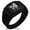 Black, variant on Stainless Steel Hades Greek God of Underworld CZ Ribbed Needle Stripe Pattern Biker Style Polished Ring