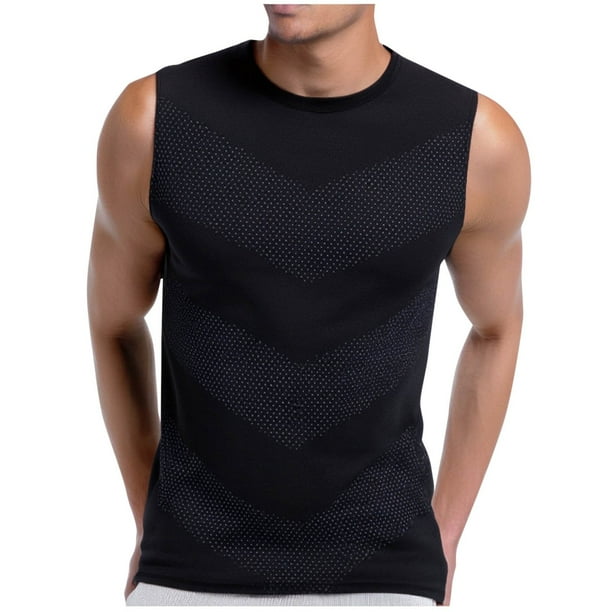 Camisetas de Entrenamiento, Impresión de Deportes Casuales sin Mangas Cuello Redondo para Hombres, Gimnasio, Correr Y Al Aire Libre