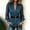 Blue, variant on Women's Denim Blouse V Neck Mesh Long Sleeve Top with Buckle Belt Spliced Chiffon Casual Loose Fit Summer Shirt Dark Blue