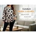 thumbnail image 4 of Cuteduck Women's Plus Size Casual Leopard Print Top Crew Neck Long Sleeve Trendy Breathable Loose Tunic 1X-4X, 4 of 7