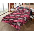 thumbnail image 4 of Ambesonne Flowers Fitted & Flat Sheet with Shams 4 Pcs Set, Gerbera Roses Composition, Calking, Pink Dark Maroon and Grey, 4 of 5