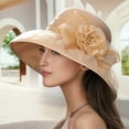 thumbnail image 2 of HJYCHN Summer Women's Floral Beret Elegant Outdoor Sun Hat with Brim Khaki M, 2 of 5
