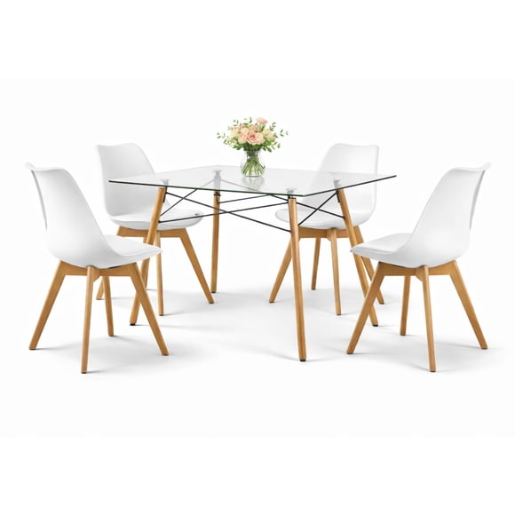 Set de 4 Sillas y Comedor Mundo In Sillas JM-1618 Frankfurt Blanco y Comedor Rectangular