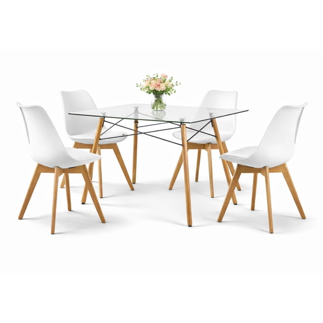 Set de 4 Sillas y Comedor Mundo In Sillas JM-1618 Frankfurt Blanco y Comedor Rectangular