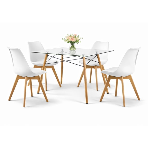 Set de 4 Sillas y Comedor Mundo In Sillas JM-1618 Frankfurt Blanco y Comedor Rectangular