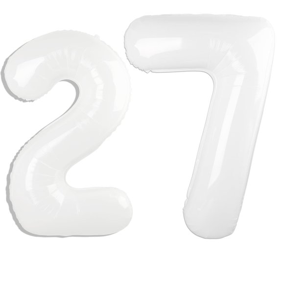 Globo digital Kelfuoya, 40 cm, blanco, número 27, para decoración de fiestas