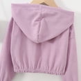 thumbnail image 6 of Girls Pink Corduroy Jacket Cropped Hooded Zip-up Lightweight Fall Outerwear,Size 4 T, 6 of 9