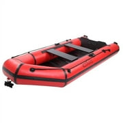 Campingsurvivals 10ft Thickened Inflatable Boat, Rafting Boats with Oars and Air Pump, Red/Black