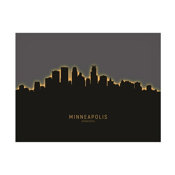 Trademark Fine Art Michael Tompsett Minneapolis Minnesota Skyline Glow II Canvas Wall Art - 14x19