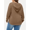 thumbnail image 6 of SHEWIN Sweatshirt Hoodies for Women Plus Size Hooded Light Fleece V Neck Drawstring Long Sleeve Hoodie Pullover Tops for Fall 2026 Brown 2X, 6 of 9