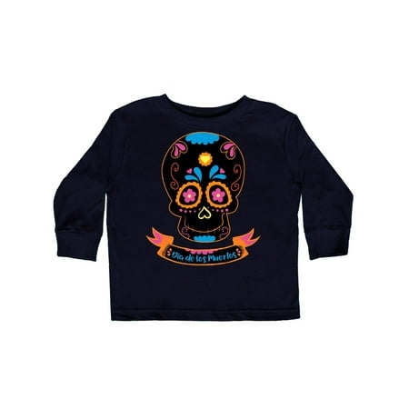 

Inktastic Day Of The Dead Skull BLK Gift Toddler Boy or Toddler Girl Long Sleeve T-Shirt