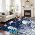 thumbnail image 2 of Navy Blue Turtle Coastal Area Rugs 5'x8', Small Throw Rugs for Classroom Bedroom, Nautical Summer Beach Coral Jellyfish Indoor Outdoor Rug Non-Slip Low Pile Carpet Runner Reversible Floor Mats, 2 of 8