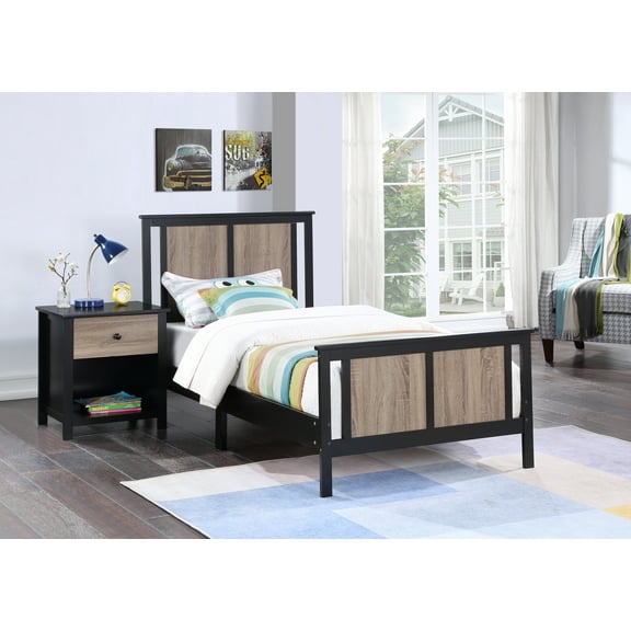 Olive & Opie Connelly Twin Bed Black/Vintage Walnut