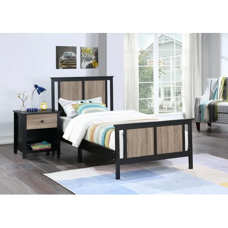 Olive & Opie Connelly Twin Bed Black/Vintage Walnut