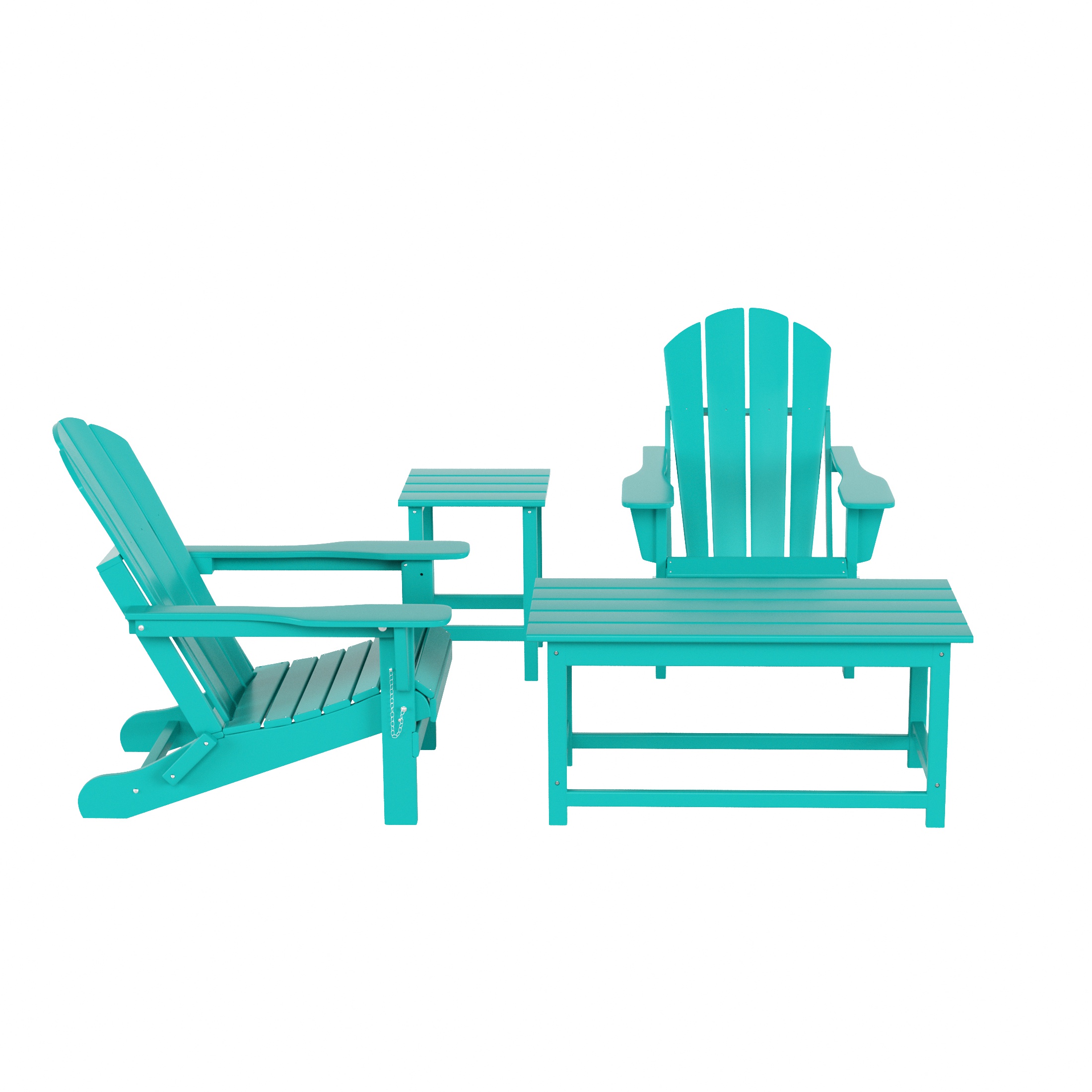 WestinTrends Malibu 4-Pieces Outdoor Patio Furniture Set, All Weather Outdoor Seating Plastic Adirondack Chair Set of 2 with Coffee Table and Side Table, Turquoise - image 3 of 7