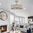 thumbnail image 3 of Parrot Uncle 25" Modern Crystal Caged Ceiling Fan with Lights and Remote, Drum Bladeless Chandelier Fan, 3 of 13