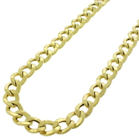10K Yellow Gold 7.5mm Hollow Cuban Curb Link Chain Necklace 22" - 26"
