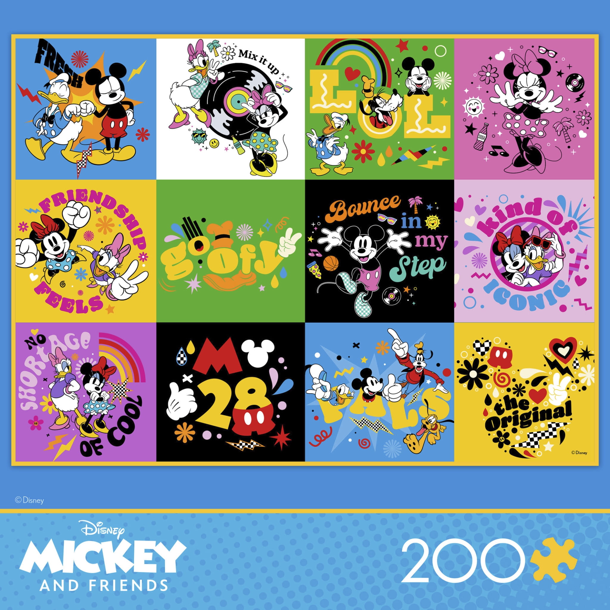 Ceaco Disney Mickey's Positive Pop Collage 200-Piece Interlocking Jigsaw Puzzle for Children Ages 8+