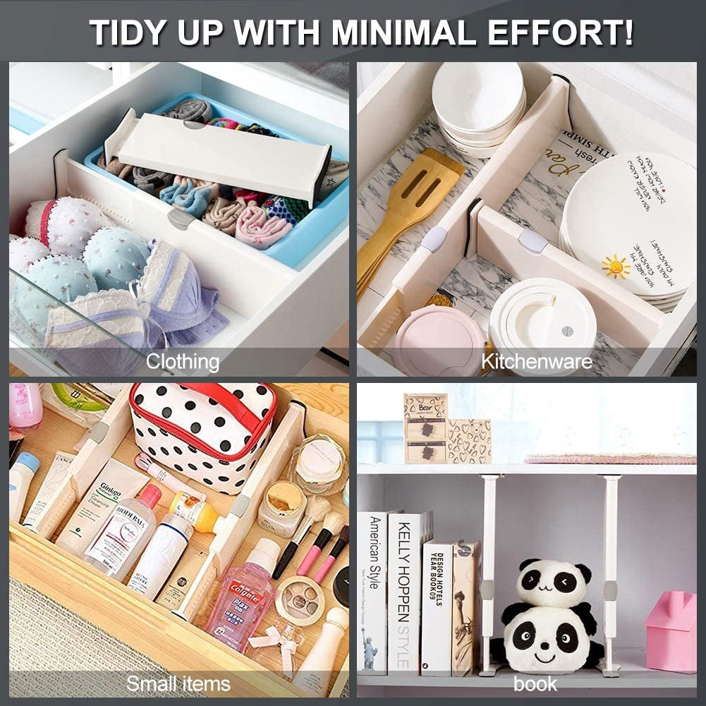 home drawer organizers 4 packs drawer dividers organizer closet storage drawer organizers adjustable separators 4 high expandable from 11 17 for kitchen bedroom uni tankers dk
