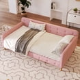 thumbnail image 4 of Harper & Bright Designs Twin Size Upholstered Daybed with Button Tufted Backrest, Linen Sofa Bed with 4 Support Legs, Pink, 4 of 9