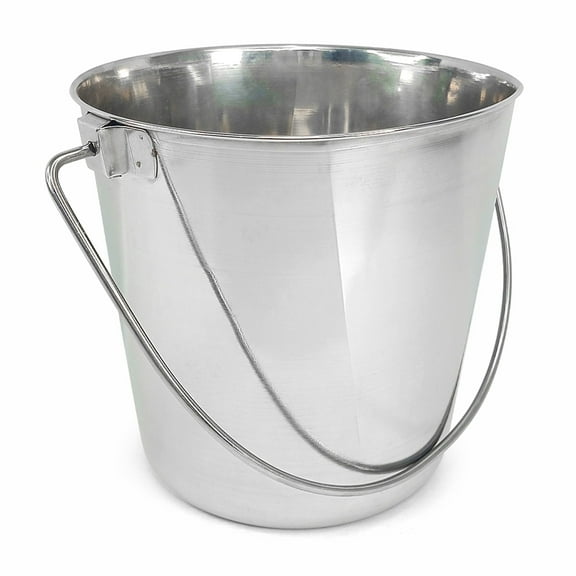 PetYupp Heavy Duty Stainless Steel Bucket, 1 Gallon Flat Side Metal Bucket