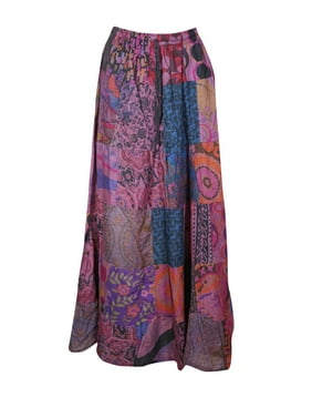 Mogul Women Maxi Skirt Summer Style Gujarati Patchwork Handmade Vintage Boho Chic Long Skirts S/M