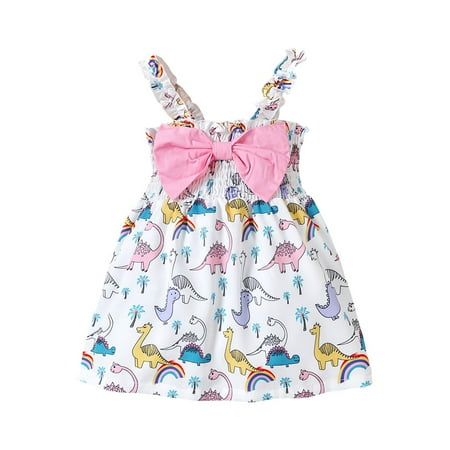 

Infant Baby Girls Clothes Baby Girls Dress Sleeveless Suspender Dress Cute Bowknot Strap Dress 6-9 Months Infant Girls Summer Dress
