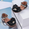 thumbnail image 6 of Xfvqtps Girls Mary Jane Shoes Flats Soft Sole Ballet Bow Detail Pearl Hook and Loop Strap Princess Shoes for Spring Summer Casual Outfit, 6 of 7