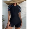thumbnail image 1 of Traje de baño de color sólido con estampado de costuras, manga larga, traje de baño de ángulo plano, traje de baño de mujer conservador, 1 of 5