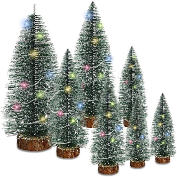Navideñas Mini Árboles De Navidad De Sisal Adornos De Árboles De Pino Con Lámpara Y Base De Madera Para La Fiesta De Navidad Decoración Del Hogar Eigraketly HA043981-01