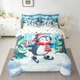 thumbnail image 2 of Manfei Cartoon Penguin Skating 7pcs Bedding Comforter Set for Kids Teens,Xmas Tree Queen Bedding Sets Super Cozy,Merry Christmas Queen Sheet Sets,Breathable Home Decor,Reversible, 2 of 8