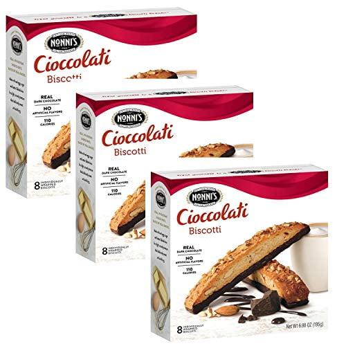 Nonni's Biscotti Cioccolati 3 Boxes of 8 Individually Wrapped Biscotti