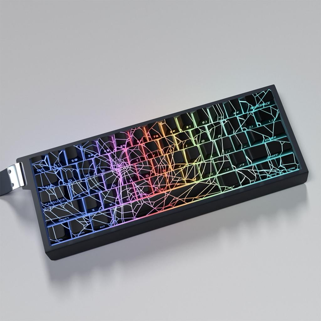 64/74Key Translucents Keycaps Spiders Web Side Print Backlit Shine Through Keycaps for 60 80 61/64/68/75/87 Keyboards