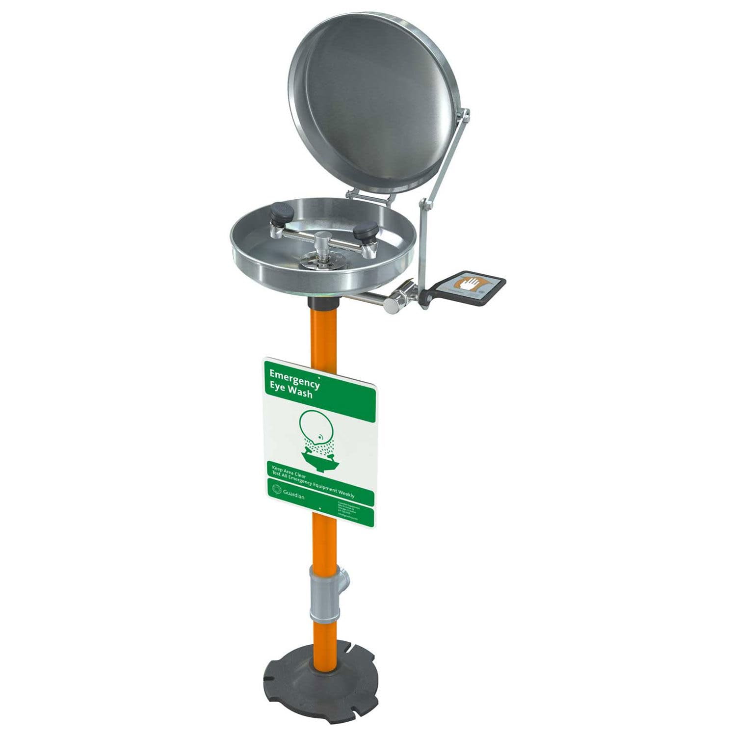 Guardian Equipment Eye Wash Pedestal Mounted Stainless Steel Bowl and Cover G182