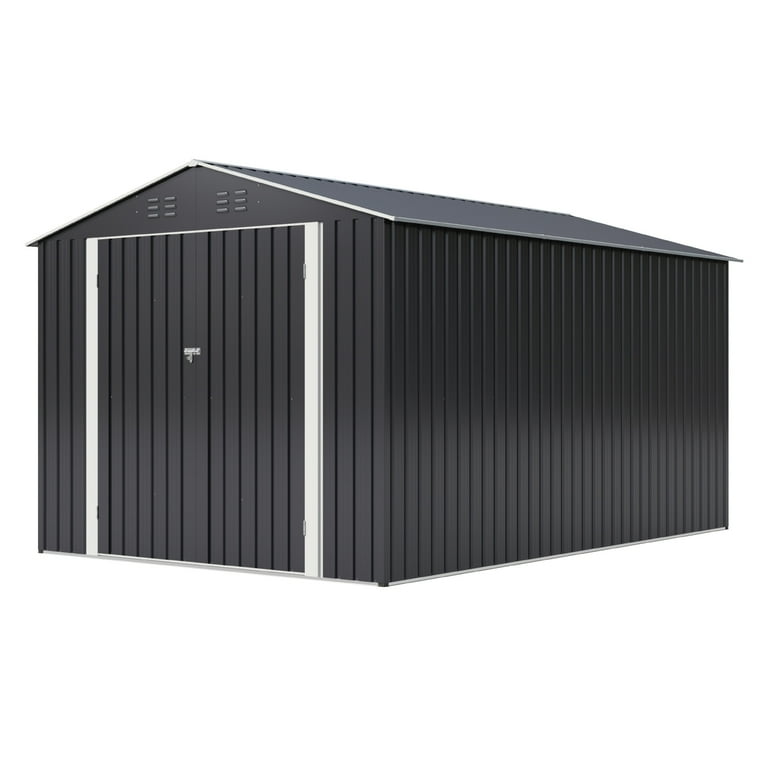 NETAJE 8'x12' Outdoor Metal Storage Shed with Upgraded Frame and