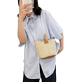 thumbnail image 6 of Seyurigaoka Women Woven Bucket Bag, Classic Shoulder Bag Lightweight Handbag with Chain Strap, 6 of 8