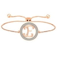 thumbnail image 1 of CARATS FOR YOU Round Cut Natural Diamond Initial "E" Alphabet Letter Name Adjustable Bolo Bracelet Personalized Gifts for Women In 14K Rose Gold Over Sterling Silver (0.20 Cttw), 1 of 6