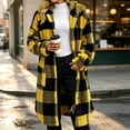 thumbnail image 3 of ibuvkizy Womens Buffalo Plaid Fuzzy Long Fleece Coat,Lapel Collar Button Up Teddy Sherpa Warm Oversized Winter Hooded Outer Jacket with Pockets,S, 3 of 6