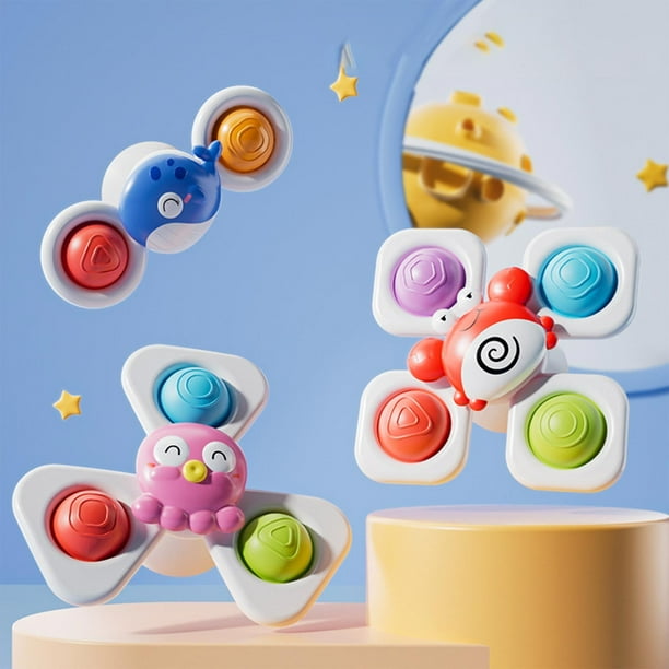 Suction Cup Spinning Toy Set Rotating Educational Toy Smooths Spinners Bath And Table Funs Safe ABS Material Pressing Style