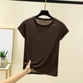 thumbnail image 2 of WRKEKC Women's Summer Tops Trendy Casual Solid Color Short Sleeve Crew Neck Comfortable Versatile Everyday Blouses and T-Shirts, 2 of 6