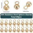 thumbnail image 2 of 1 Box 80Pcs 4mm Bead Charms Stainless Steel Ball Charms Gold Color Metal Small Round Shiny Gloss Chic Smooth Pendants for Jewelry Making Accessories, 2 of 5
