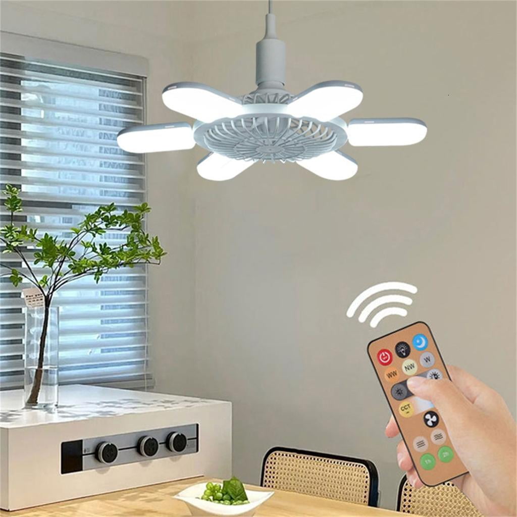 WE-POLUJ Ceiling Fan LED Ceiling Garage Light Workshop Lighting Plastic Texture Fan Light
