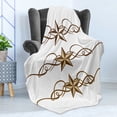 thumbnail image 4 of Prehistoric Country Soft Flannel Fleece Throw Blanket, Western Stars Scroll Design Ornate Swirls Antique Print, Cozy Plush for Indoor and Outdoor Use, 50" x 60", Brown Pale Coffee, by Ambesonne, 4 of 5