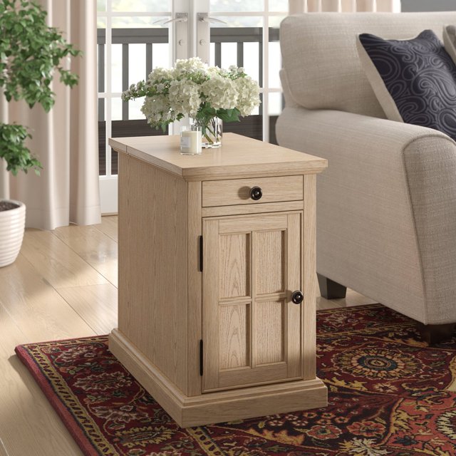 Saldana Block End Table with Storage and BuiltIn Outlets, No Assembly