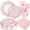 Pink, variant on 168Pcs Blue Gingham Plates and Napkins Party Supplies,Scalloped Checkered Disposable Graduation Paper Plates Set with Napkins Cups Plastic Cutlery for Birthday Wedding Supplies