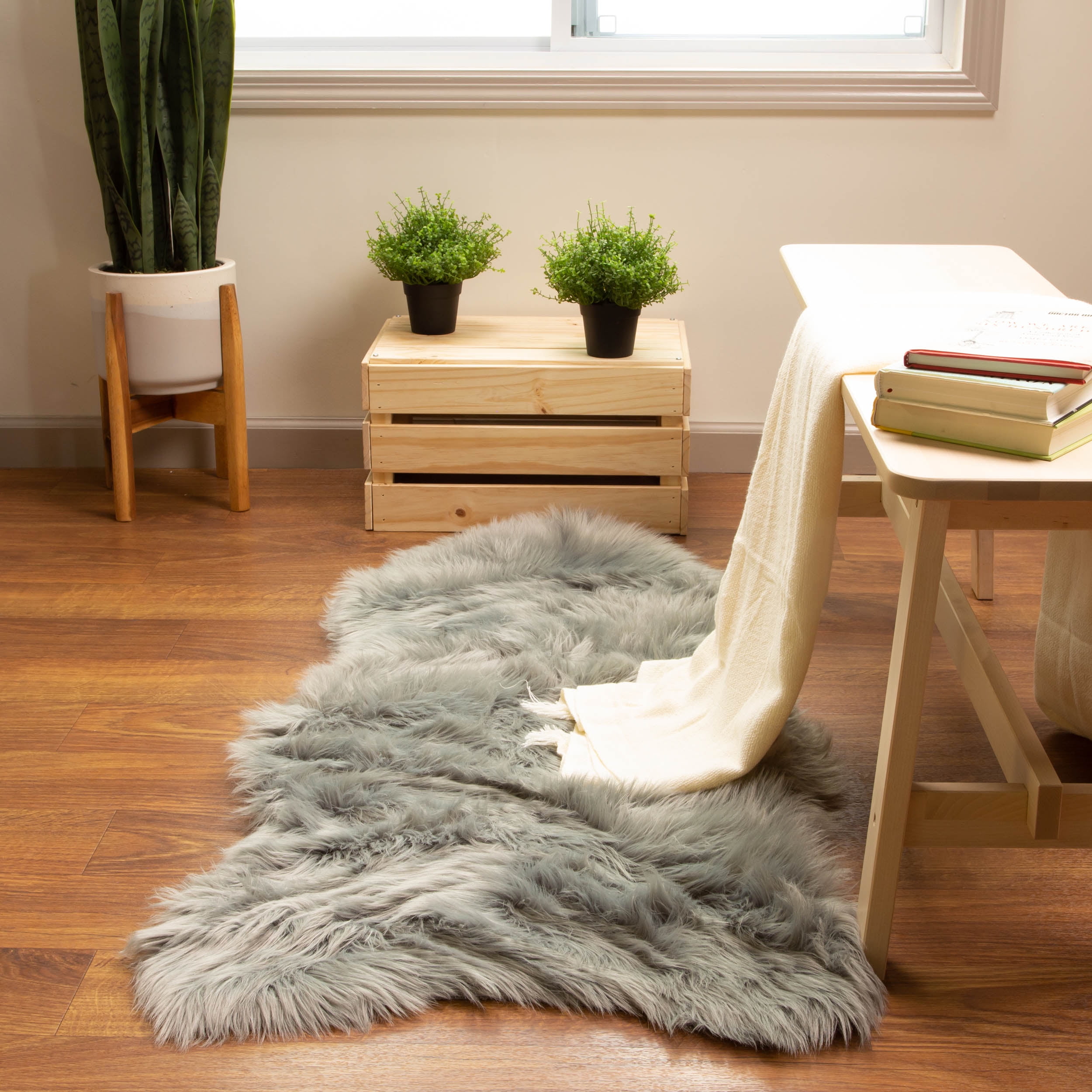 Ultra Soft Faux Sheepskin Fur Shag Rug Gray 2' x 4' Sheepskin Walmart