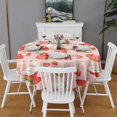thumbnail image 2 of Red Strawberry Plants Fruit Cat Flower Pink Pattern Round Tablecloth 60"x60",Wrinkle Wipeable Table Cloth for Kitchen Dining Room Picnic Patio Party, 2 of 6